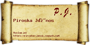 Piroska János névjegykártya